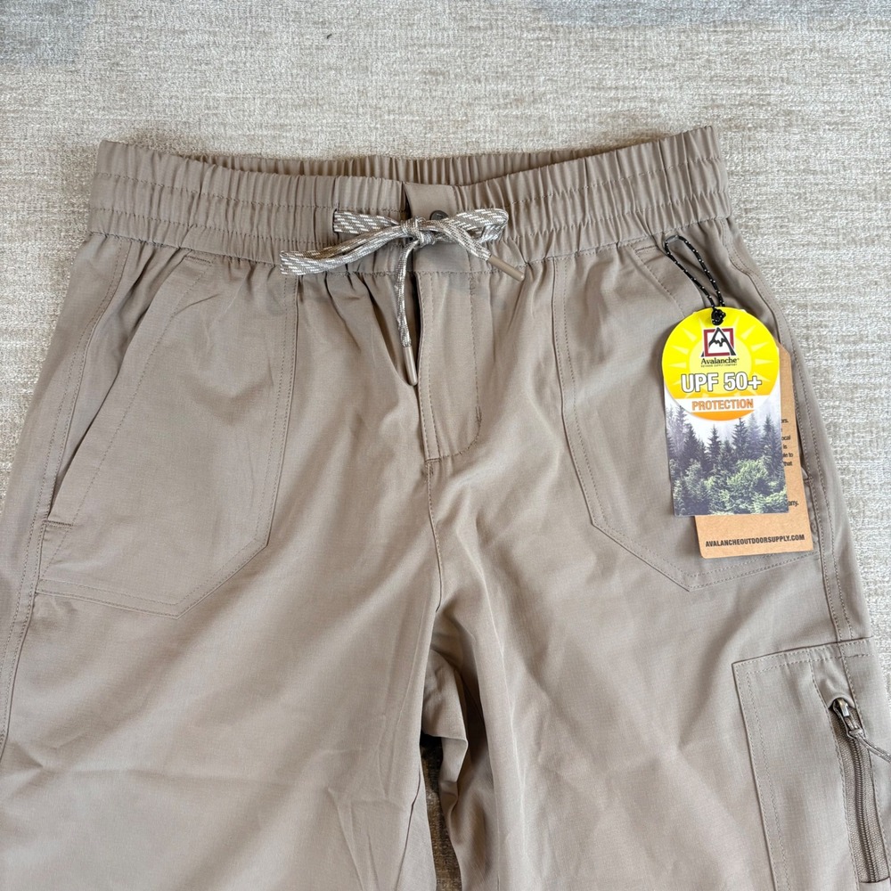 NEW Avalanche Outdoor Supply Co Khaki Cargo Hiking Pants UPF 50+ Ripstop SM NWT